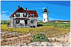 Race Point Light on Cape Cod National Seashore - Digital Paintin